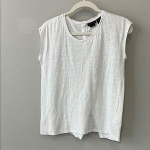 White Sleeveless Top with Button Up Back